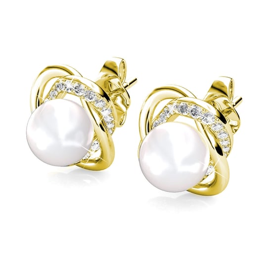 Simply Perlen-Ohrringe – Gold und Kristall - Image 2