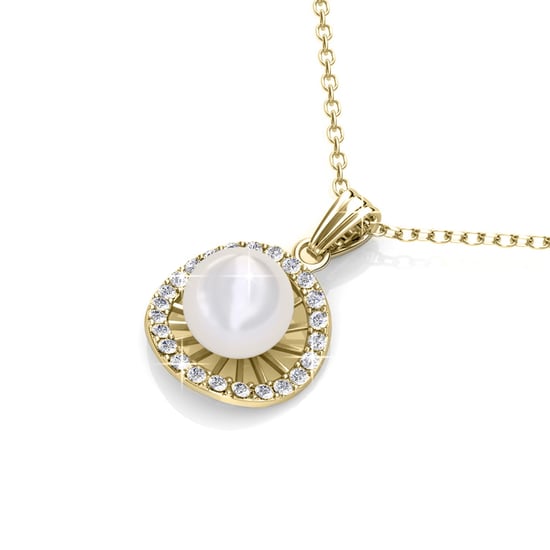 Chloe Perlen-Anhänger – Gold und Kristall - Image 2