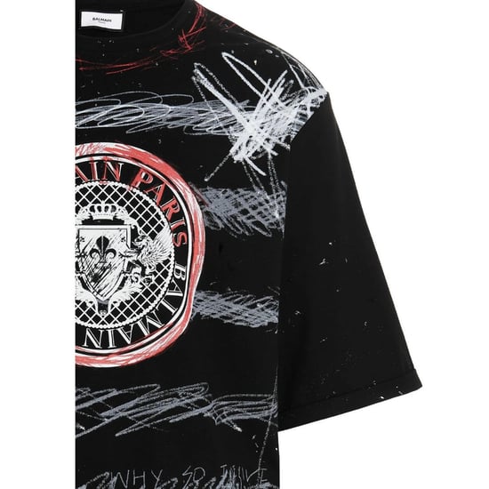 Balmain Paris - Schwarzes T-shirt Mit Graffiti-münzlogo - Image 3