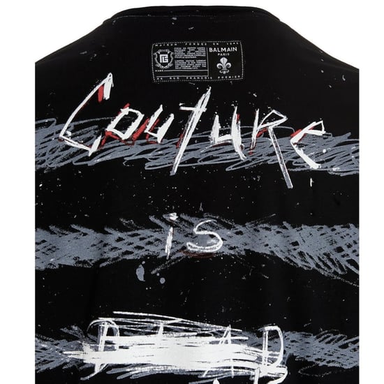 Balmain Paris - Schwarzes T-shirt Mit Graffiti-münzlogo - Image 4