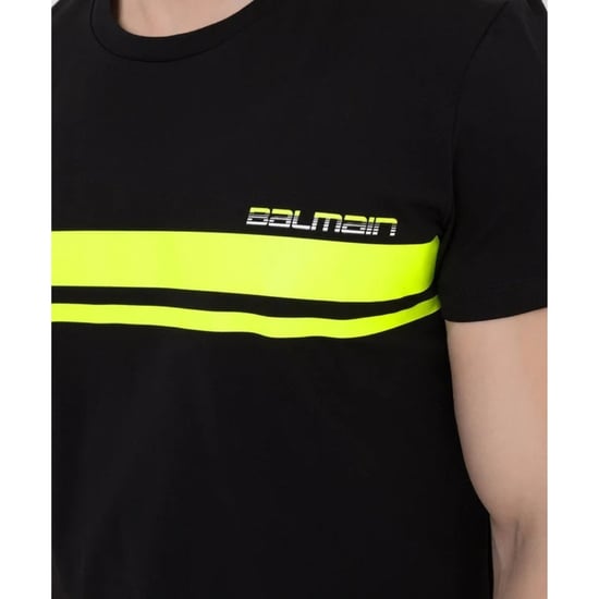 Balmain - Schwarzes T-shirt Mit Neonlogo - Image 5