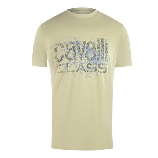 Cavalli Class T-shirt Mit Gesprühtem Logo In Beige Und Sand - Image 1