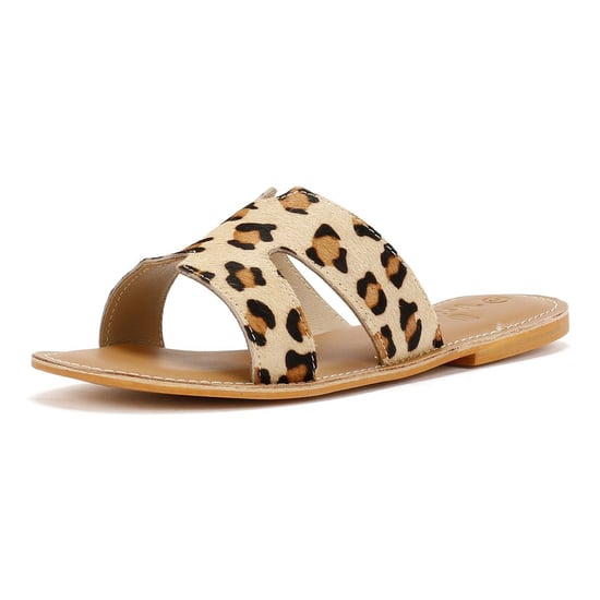 Tower Footwear Cut Out Damen Pantoletten Aus Leder In Beige - Image 3