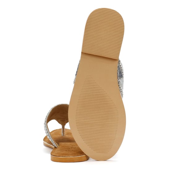 Tower Footwear Wide Vamp Toepost Damen Silber Sandalen - Image 4