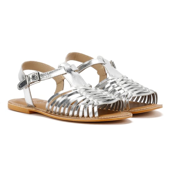 Tower Footwear Hurache Damen Silberne Ledersandalen - Image 1