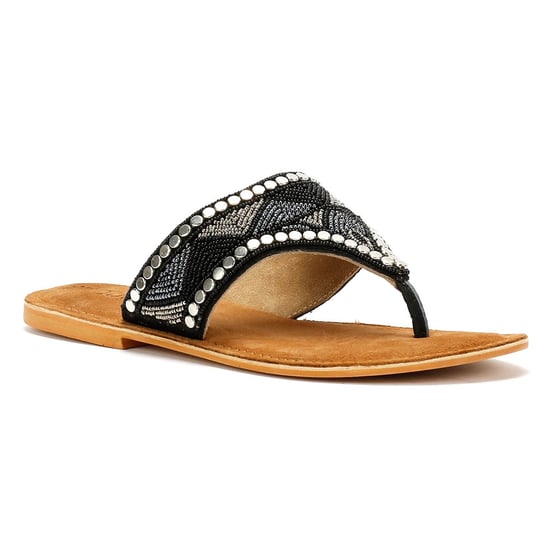 Tower Footwear Wide Vamp Toepost Damen Schwarze Sandalen - Image 2