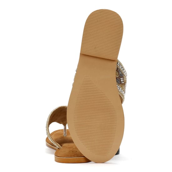 Tower Footwear Wide Vamp Toepost Damen Gold Sandalen - Image 4