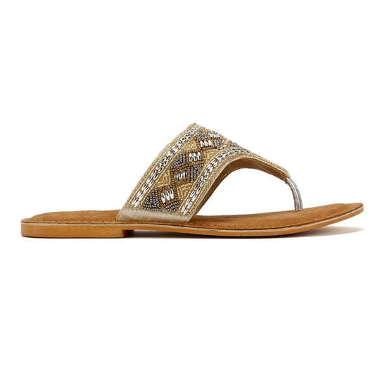 Tower Footwear Wide Vamp Toepost Damen Gold Sandalen - Image 5