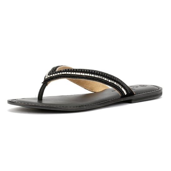 Tower Footwear Metallic Bead Thong Damen Schwarze Sandalen - Image 3