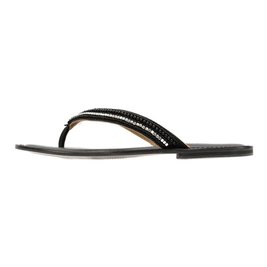 Tower Footwear Metallic Bead Thong Damen Schwarze Sandalen - Image 6