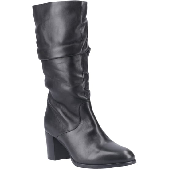 Hush Puppies Cosima Damen Stiefel aus schwarzem Leder mit hohem Absatz - Image 1