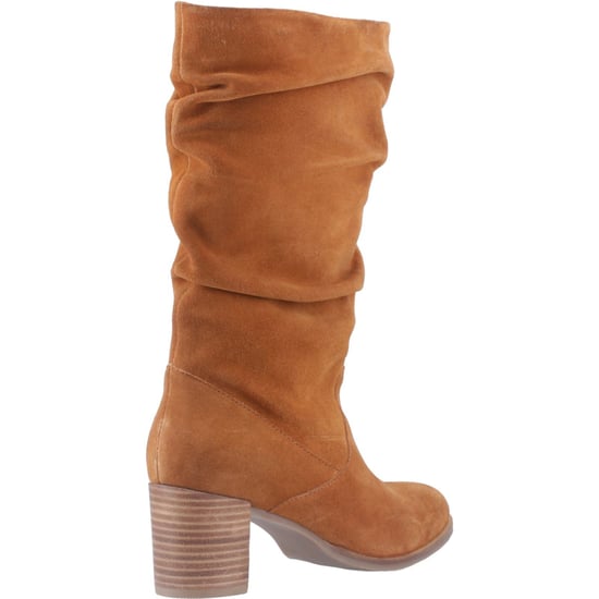 Hush Puppies Cosima Damenstiefel in kniehohen beigefarbenen Wildleder mit Absatz - Image 2