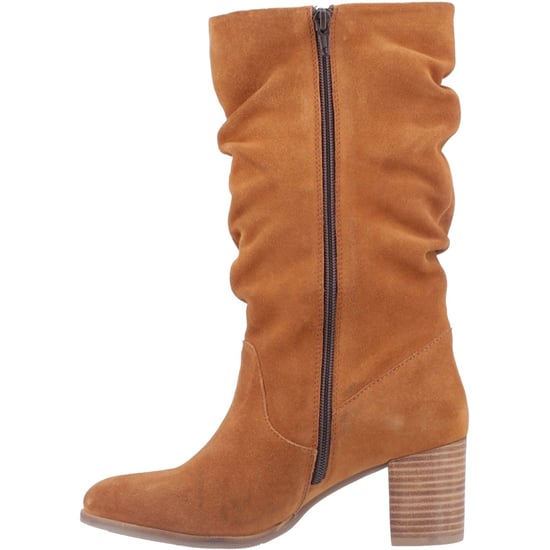 Hush Puppies Cosima Damenstiefel in kniehohen beigefarbenen Wildleder mit Absatz - Image 4