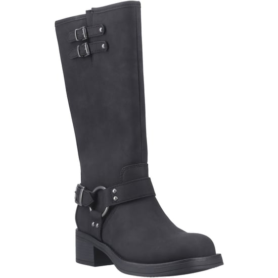 Rocket Dog Nash Kunstleder Damen schwarze kniehohe Stiefel mit Absatz - Image 1