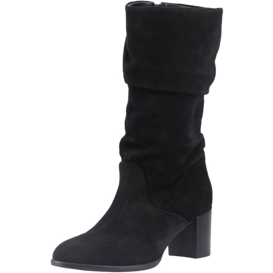 Hush Puppies Cosima Wildleder Damen Schwarze Wildleder Kniehohe Stiefel mit Absatz - Image 1