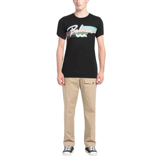 Balmain Paris - Schwarzes T-shirt Mit Retro-logo - Image 2