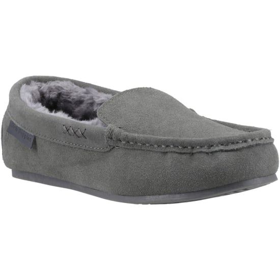 Hush Puppies Annie Mokassin Wildleder Damen Grau Hausschuhe - Image 1