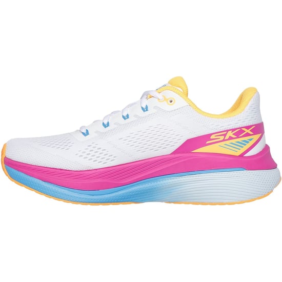 Skechers Performance Max Cushioning Propulsion Textile Damen Sneaker In Weiß/Orange - Image 4