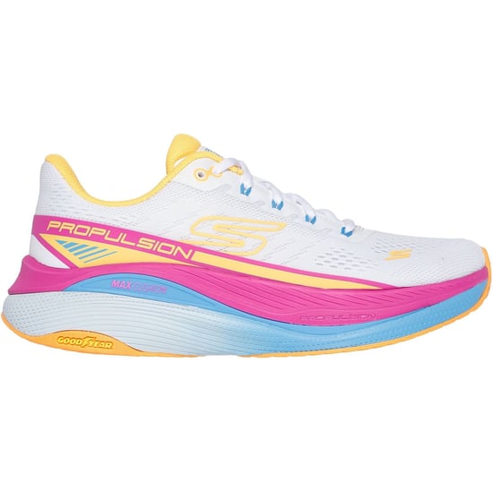 Skechers Performance Max Cushioning Propulsion Textile Damen Sneaker In Weiß/Orange - Image 5