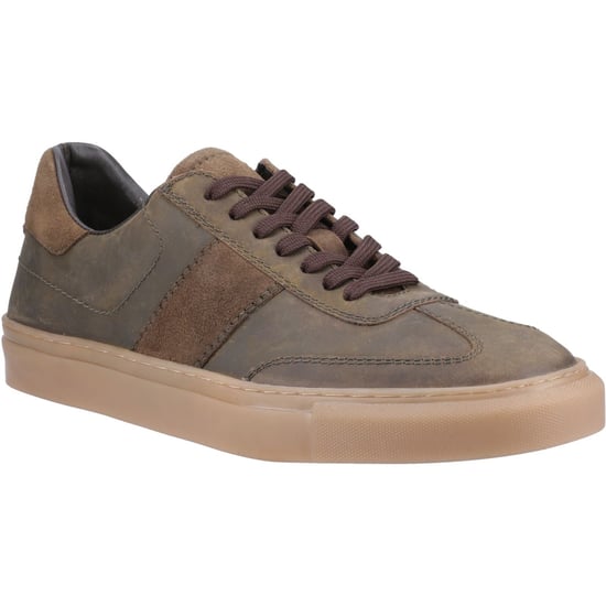 Hush Puppies Riley Herren Wildleder Turnschuhe in Khaki - Image 1