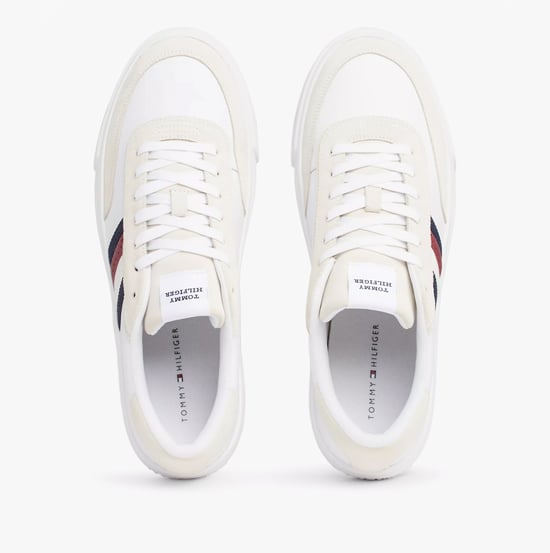 Tommy Hilfiger Cupset Rwb Leder Herrenschuhe Weiß - Image 5