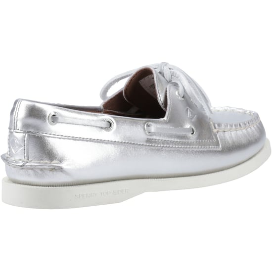Sperry Authentic 2 Eye Damenbootsschuhe Aus Silbernem Leder - Image 2
