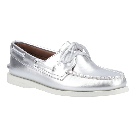 Sperry Authentic 2 Eye Damenbootsschuhe Aus Silbernem Leder - Image 6