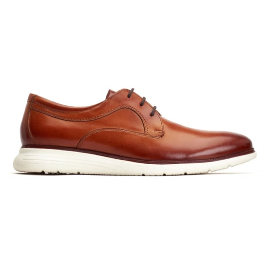 Base London Wing Leder Herren Derby Schuhe In Verbranntem Braun - Image 5