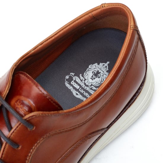Base London Wing Leder Herren Derby Schuhe In Verbranntem Braun - Image 6