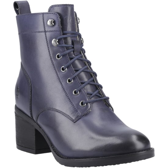 Hush Puppies Harriet Leder Damen Navy Absatz Stiefeletten - Image 1