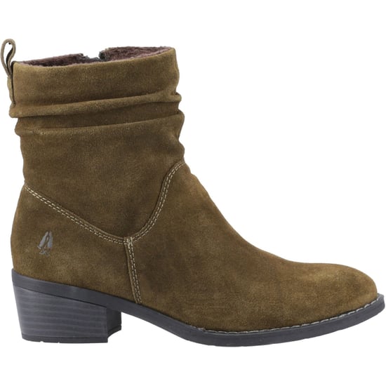 Hush Puppies Iris Veloursleder Damen Khaki Stiefeletten mit Absatz - Image 5
