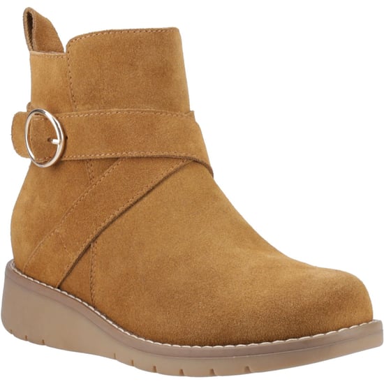 Hush Puppies Lyra Damen Winterstiefeletten aus Veloursleder in Tan - Image 1
