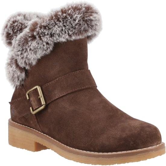 Hush Puppies Hannah Damen Winterstiefeletten aus Wildleder in Schokoladenfarbe - Image 1