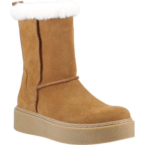 Hush Puppies Becca Mid Wildleder Damen Stiefel in Tan - Image 1