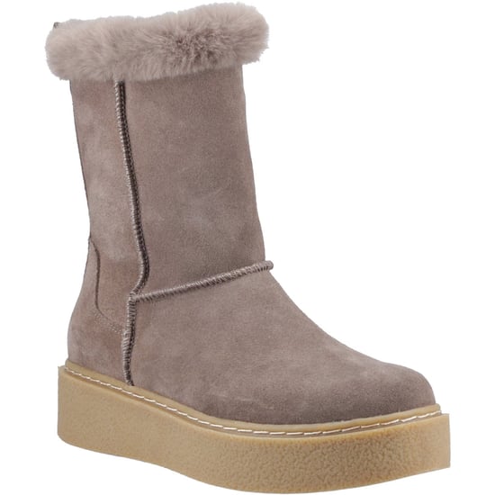 Hush Puppies Becca Mid Wildleder Damenstiefel Taupe - Image 1