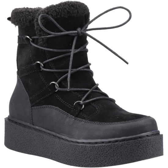 Hush Puppies Bronte Wildleder Damen Schwarz Winter Stiefeletten bis zur Kniehöhe - Image 1