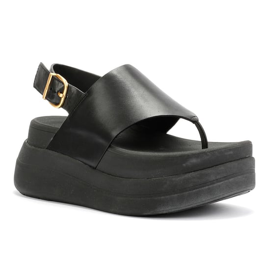 FitFlop F-Mode Damen-Sandalen Aus Schwarzem Leder - Image 2