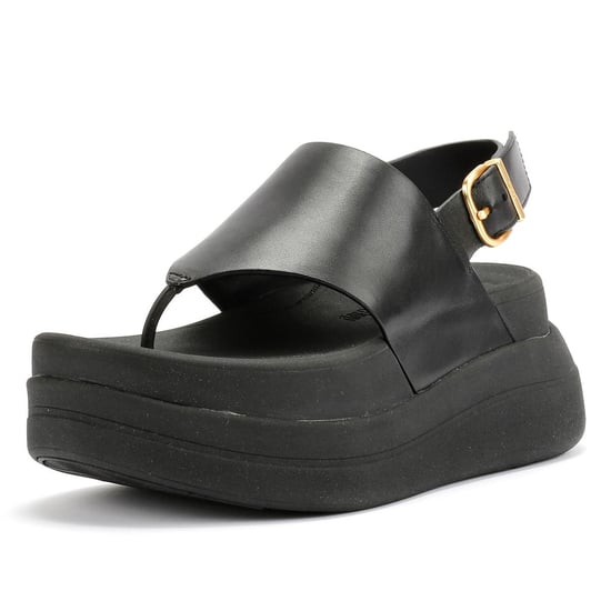 FitFlop F-Mode Damen-Sandalen Aus Schwarzem Leder - Image 3