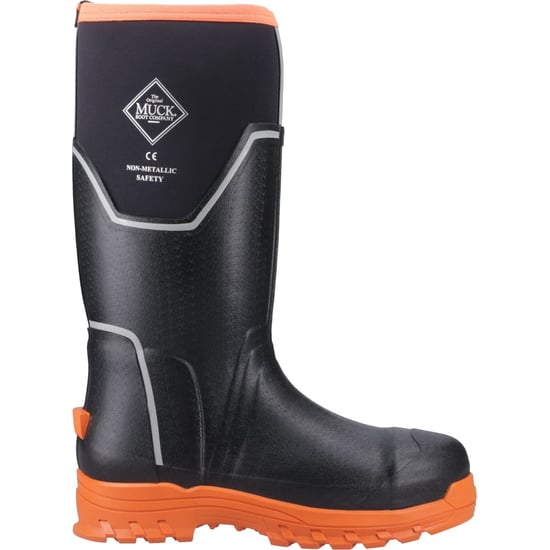 Muck Boots Grit S5 Herren Gummistiefel schwarz/orange - Image 5