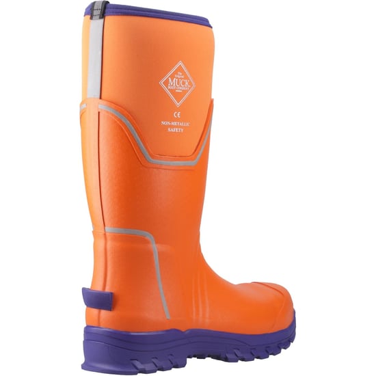 Muck Boots Grit S5 Herren Gummistiefel in Orange/Blau - Image 2
