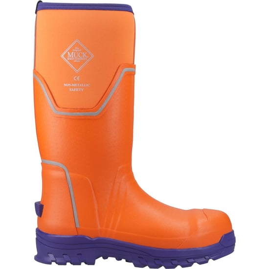 Muck Boots Grit S5 Herren Gummistiefel in Orange/Blau - Image 5