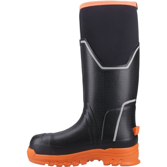 Muck Boots Grit S5 Damen Gummistiefel in Schwarz/Orange - Image 4