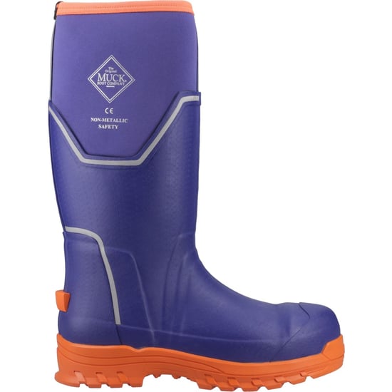 Muck Boots Grit S5 Herren Gummistiefel Blau/Orange - Image 5