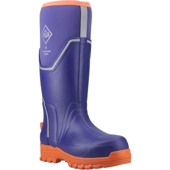 Muck Boots Grit S5 Damen Gummistiefel in Blau/Orange - Image 1