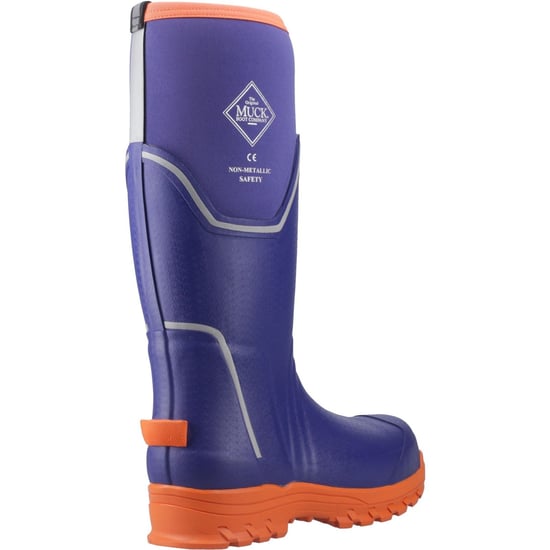 Muck Boots Grit S5 Damen Gummistiefel in Blau/Orange - Image 2