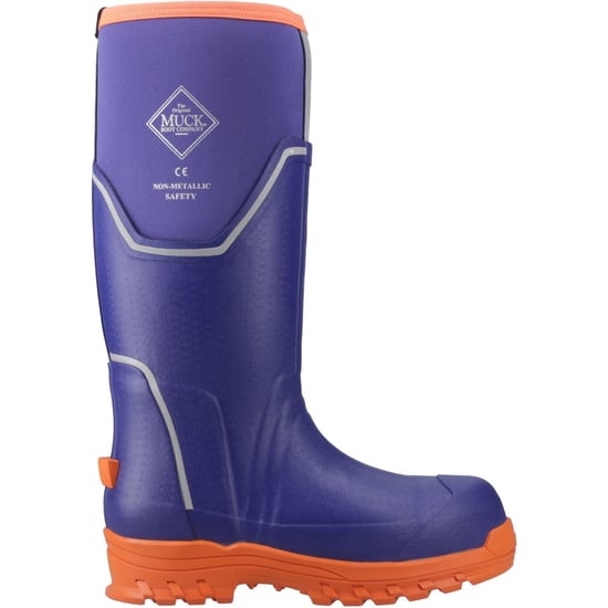 Muck Boots Grit S5 Damen Gummistiefel in Blau/Orange - Image 5