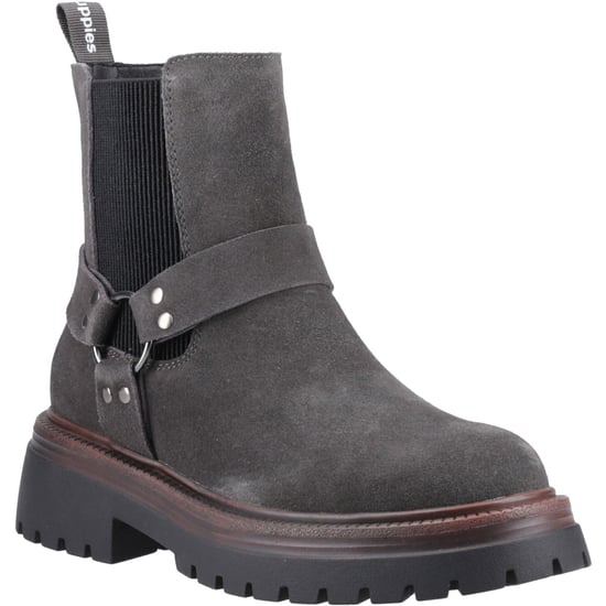Hush Puppies Raye Damen Wildleder Flache Chelsea Stiefel in Anthrazit - Image 1