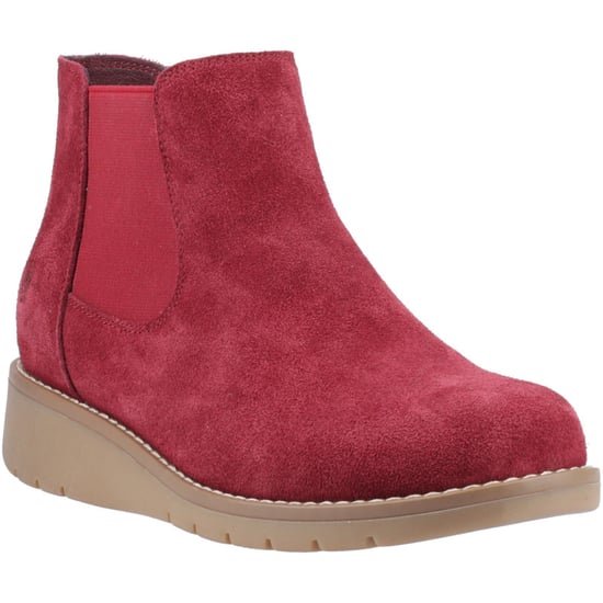 Hush Puppies Leonie Wildleder Damen Burgunder Flach Chelsea Stiefel - Image 1