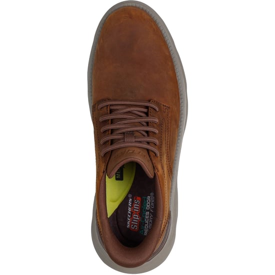 Skechers Garza Duran Leder Herren Schnürschuhe Dunkelbraun - Image 3