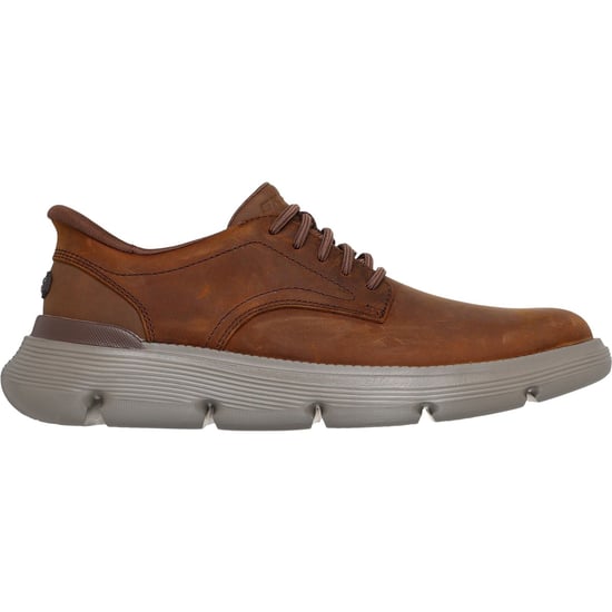 Skechers Garza Duran Leder Herren Schnürschuhe Dunkelbraun - Image 5
